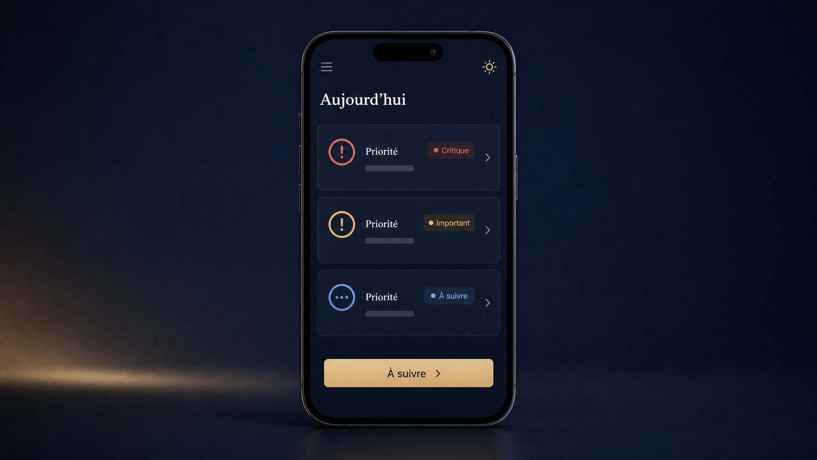 Version mobile du démonstrateur de priorités
